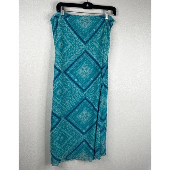 No Boundaries Dresses & Skirts - No Boundaries Women's Bandana Y2K Paisley Mesh Maxi Fairy Skirt Blue Size L